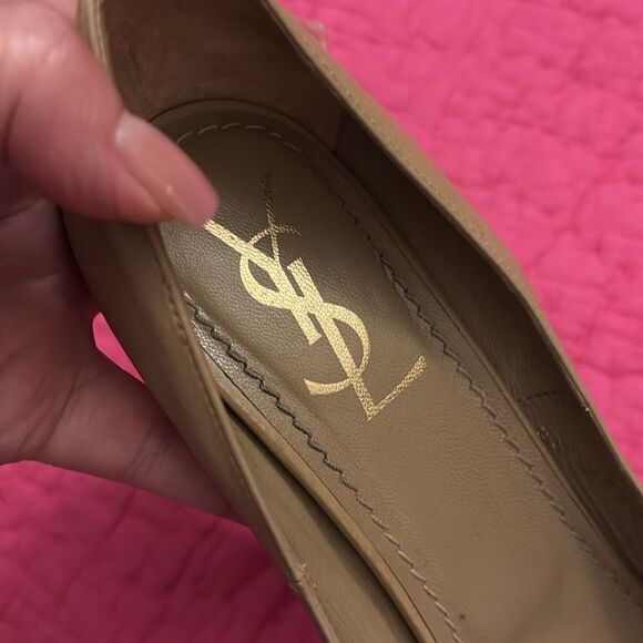 YSL Elegant platform Tan Peep-Toe Heels, US8,5 - Picture 7 of 10